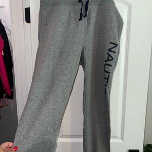 Nautica Heather Gray Joggers with Navy Logo
